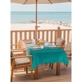 thumbnail image 2 of Outdoor Tablecloth with Umbrella Hole for Patio/Picnic/Party/Camping, Teal Orange Ombre Waterproof Table Cloth Rectangle Table Cover Washable, Contemporary Art Abstract Aesthetics (54"x 80"), 2 of 8