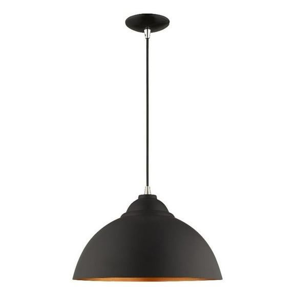 Beaumont Lane Transitional 1-Light Metal Single Pendant in Black