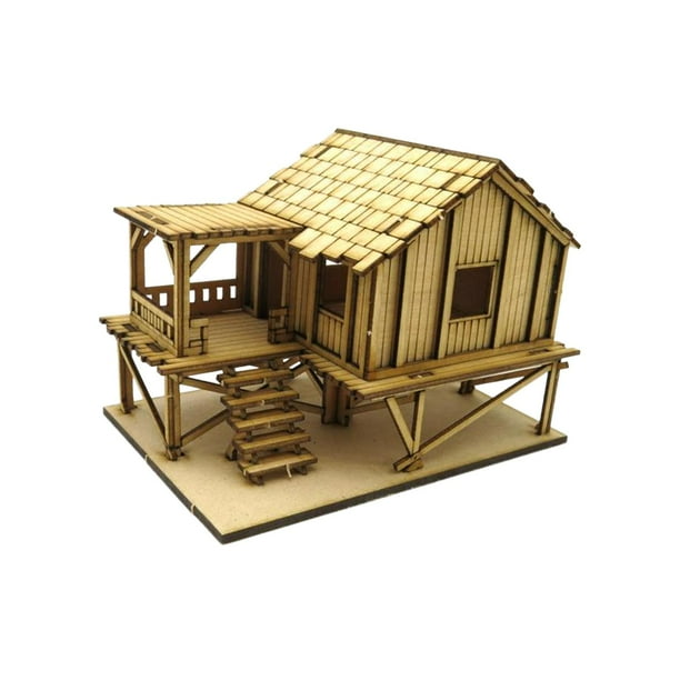 Rompecabezas de madera 1/72, rompecabezas de madera 3D, modelado de casas artesanales, maquetas de casas DIY Estilo A