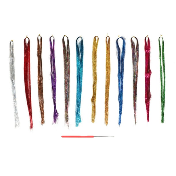 Oropel de pelo de colores mezclados NikouMX 12 colores extensiones de cabello