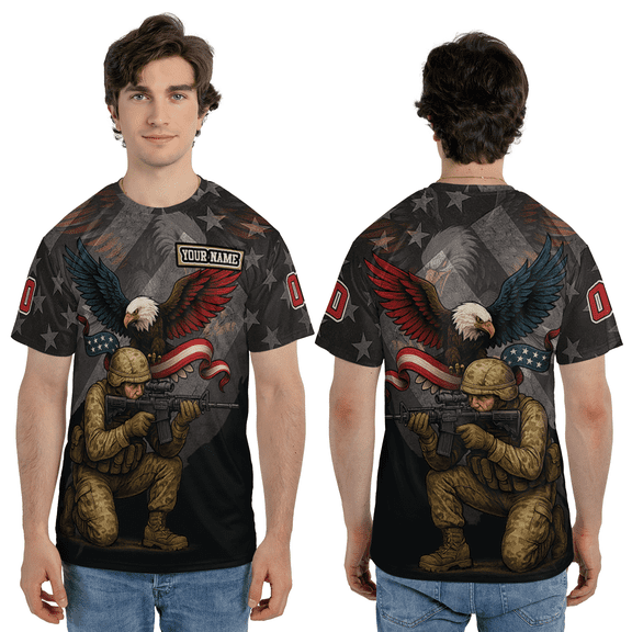 Personalized Army Veteran Patriotic 3D T-shirt, Patriotic Veteran US 3D Tee, Veteran Support 3D Print Shirt