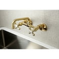 thumbnail image 2 of Kingston Brass KS213PB Kingston Two Handle Wall Mount Kitchen Faucet, Polished Brass, 2 of 5