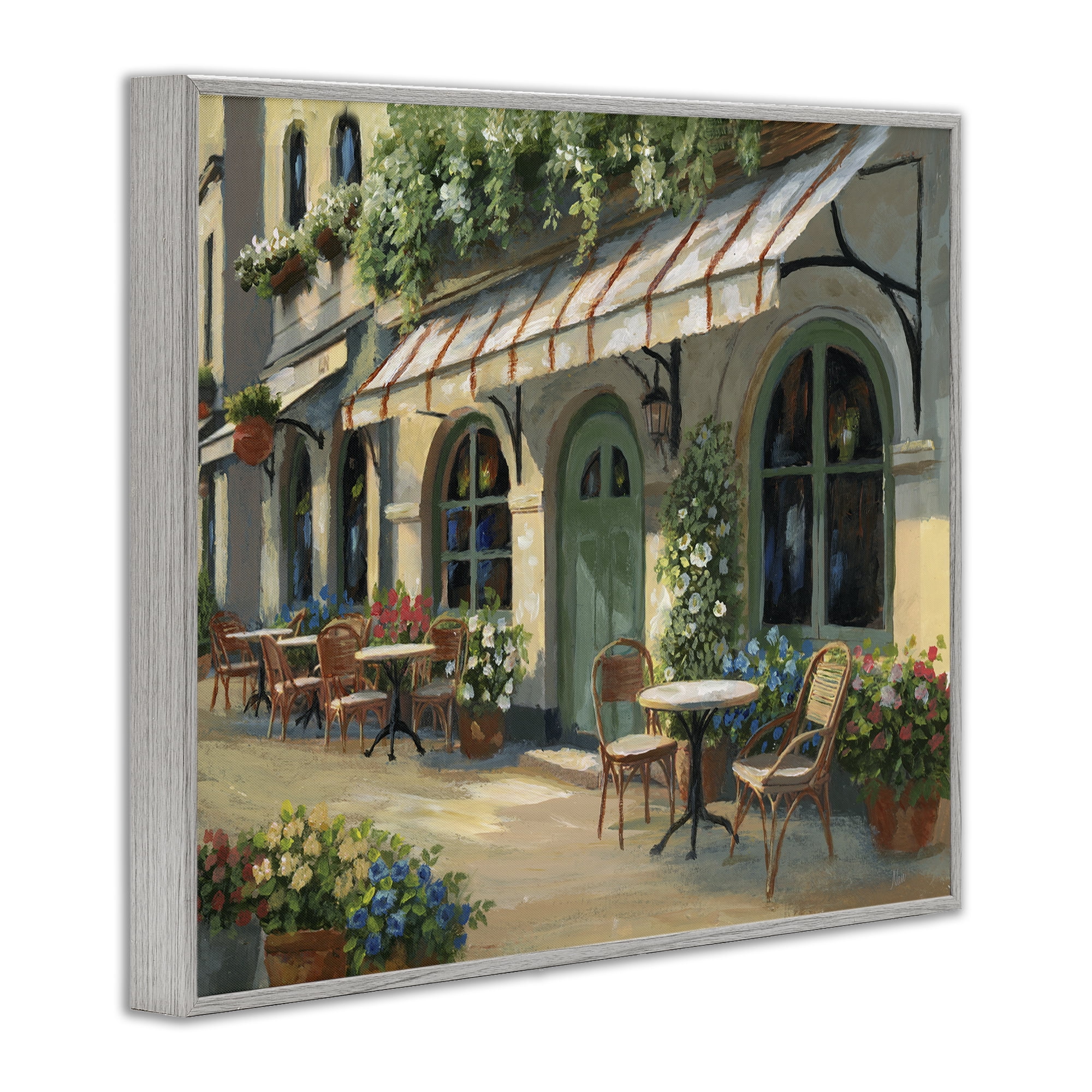 Stupell Industries Cozy Cafe Sunlit Patio Gray Framed Giclee Art, design by Nan