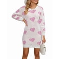 thumbnail image 2 of Valentines Day Sweater Dresses for Women Wrap Hip Slim Fit Cute Heart Sweaters Crew Neck Mid-Length Dress Shermie, 2 of 6