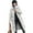 Beige XXL, variant on Winter Women Jacket Furry Hood Long Sleeves Pockets Knee Length Zipper And Button Closure Slim Waist Cotton Coat Mid Length Solid Color Windproof Warm Coat