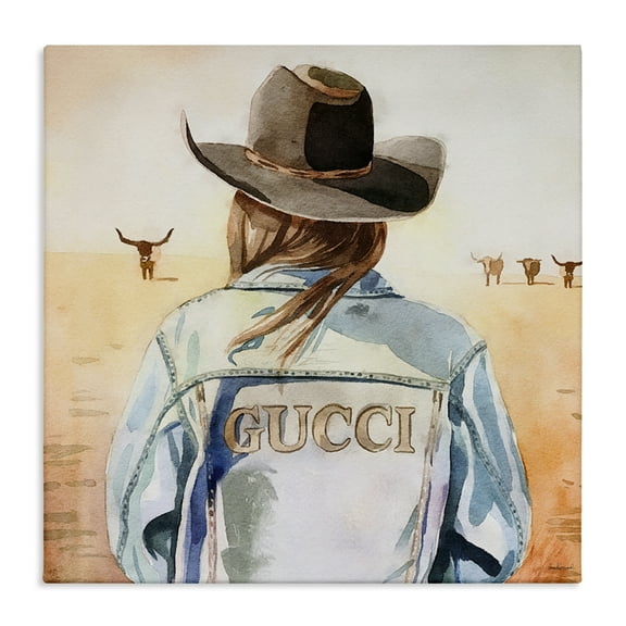 Stupell Industries Fashionable Desert Cowgirl People Painting Wrapped Canvas Art Print Wall Art, 17 x 17