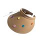 thumbnail image 2 of Sombrero de paja con parte superior vacía y botón de color con circunferencia de la cabeza de 56-58 cm para mujer, sombrero de verano de ala grande con protección solar, sombrero de playa, 2 of 5