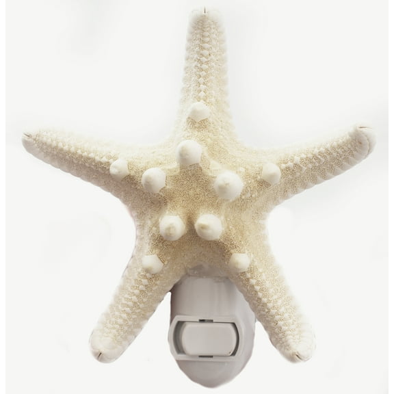 Real Seashell Night Light White Starfish (Real) Nautical Beach Decor w. Switch