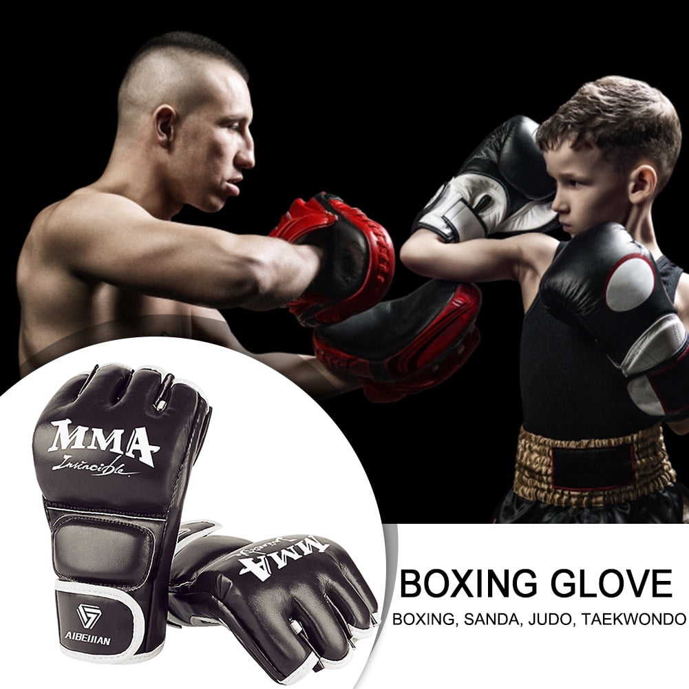 BLEEUS Half Finger Boxing Gloves Wearable Pu Breathable Sports Equipment Fitness Supplies (Black L)
