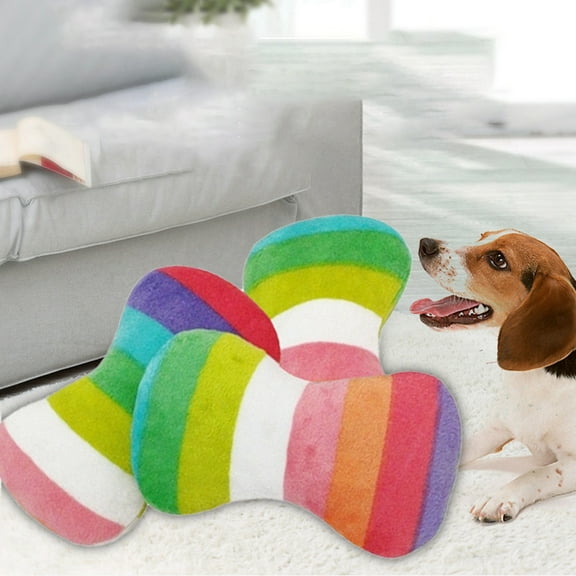 BotaniNest Pet Dog Vocalization Toy Teeth Dog Toy Rainbow Bones Pet Supplies