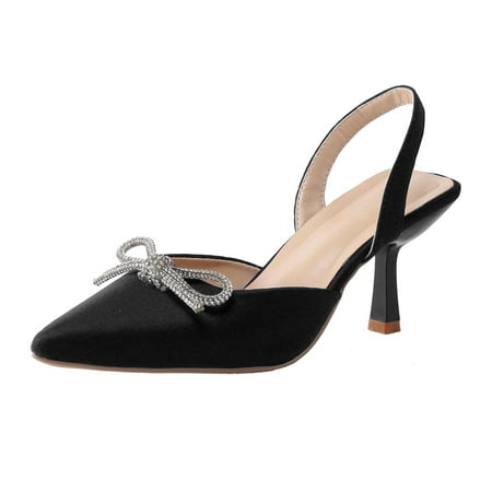 

nsendm Fuzzy Sandals for Women Fashion Summer Women Sandals High Heel Solid Color Womens Espadrille Sandals Black 7.5