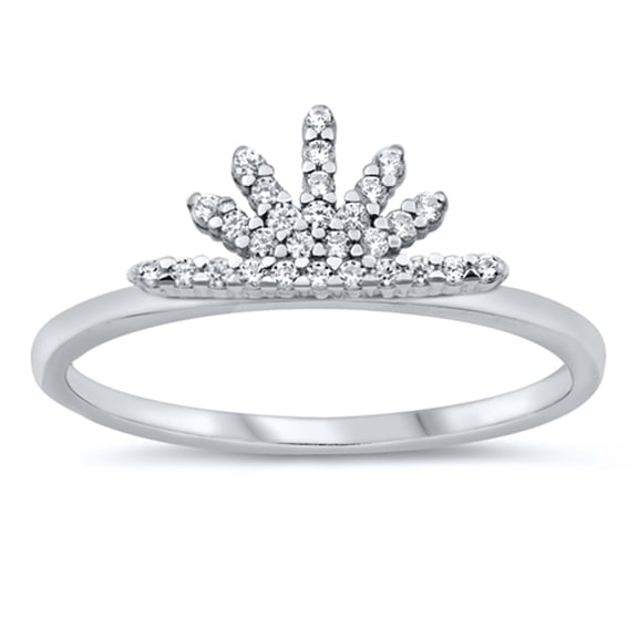 White Cubic Zirconia Deco Style Burst Ring .925 Sterling Silver Band Jewelry Female Male Size 6