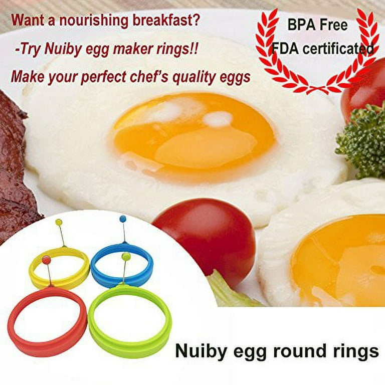 PROFESSIONAL Silicone Egg Ring, Pancake mold Best egg mold for breakfast  sandwiches, Omelets and More, Nonstick Mold Ring, Round Red (Pack of 4) and