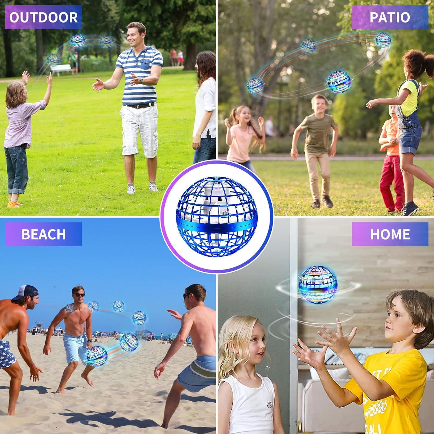 2 pack Flying Orb Ball Toy, Cosmic Globe Boomerang Hover Ball Galactic Fidget Spinner,360°Rotating Boomerang Ball,Mini Floating Toy for Boys Girls Teens Indoor Outdoor Toys(Blue)