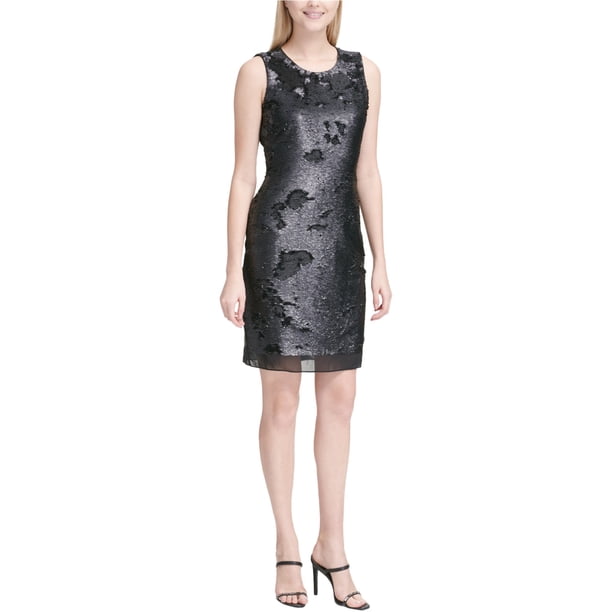 Vestido de tubo Calvin Klein con lentejuelas para mujer negro 4