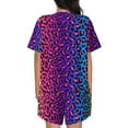 thumbnail image 3 of Lsque Leopard Neon Rainbow Gradient Women's Short-Sleeved Pajama Set - 2 Piece Soft and Lightweight Sleepwear Set-Large, 3 of 9