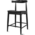 thumbnail image 3 of 2xhome Solid Wood Farmhouse 25" Counter Stool with PU Leather Cushion Seat, Accent Dining Elbow Chair Barstool, Black, Set of 1, 1 piece, 3 of 10