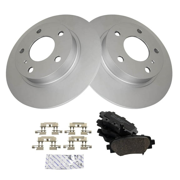TRQ Rear Brake Pad & Rotor Kit Brake Pads Brake Rotor Ceramic Premium G-Coated Fits Select 2014-2016 Mazda 3