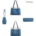 thumbnail image 7 of Tote Bag for Women Large Canvas Shoulder Purse for Travel Work Handbag Multi Pockets, 7 of 7