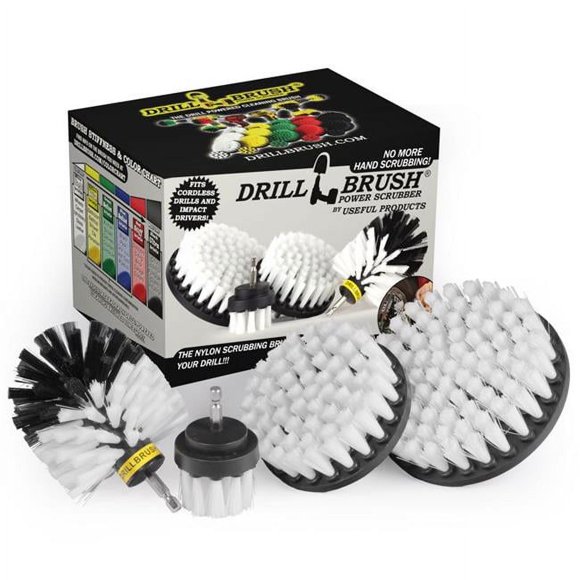 Drillbrush 1025314 5 in. Soft Bristle Metal Handle Drill Brush Set, White