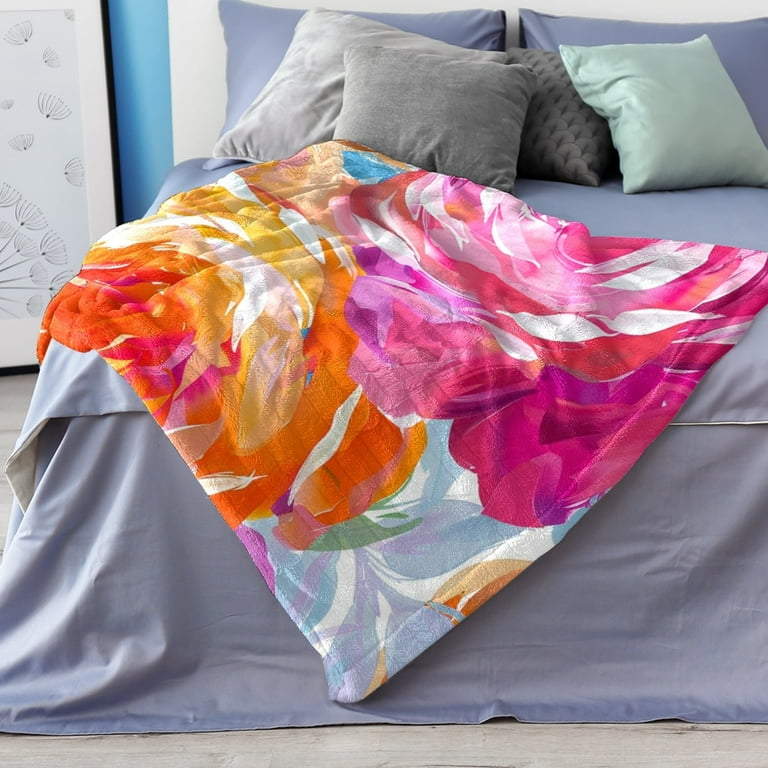 Throw Blanket Soft Blankets and Throws 59x51.1 in Watercolor Pink Yellow Flower Walmart