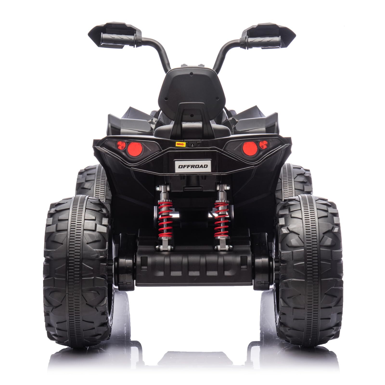 24 Volt Kids ATV Ride-On, Electric Dual 4 Wheeler with Leather 2-Seater, Ride on Toys for Big Kids with LED Lights, Music, High Low Speed, Black