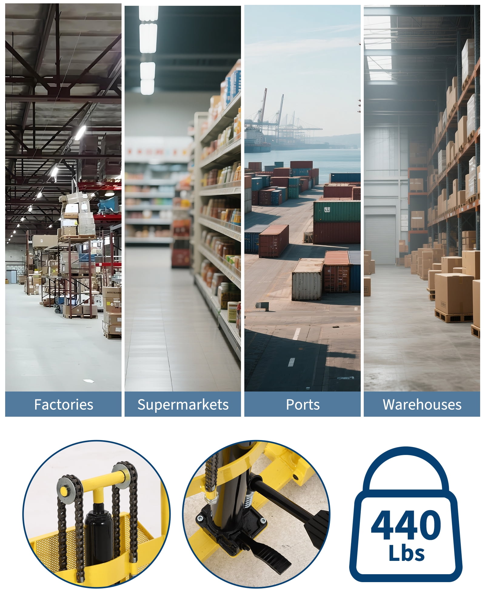 M optimized 440lbs Adjustable Hydraulic Hand Truck, Hydraulic Material Lift, Pallet Truck Dolly, Lift Table, Fork Lift, 36" Max Lift Winch Stacker with Steel Platform Board