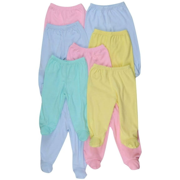 ToBeInStyle Babys 4-Pack Casual Ultra-Soft Cotton Infant Footed Pants - Pastel - 0-3 Months Old