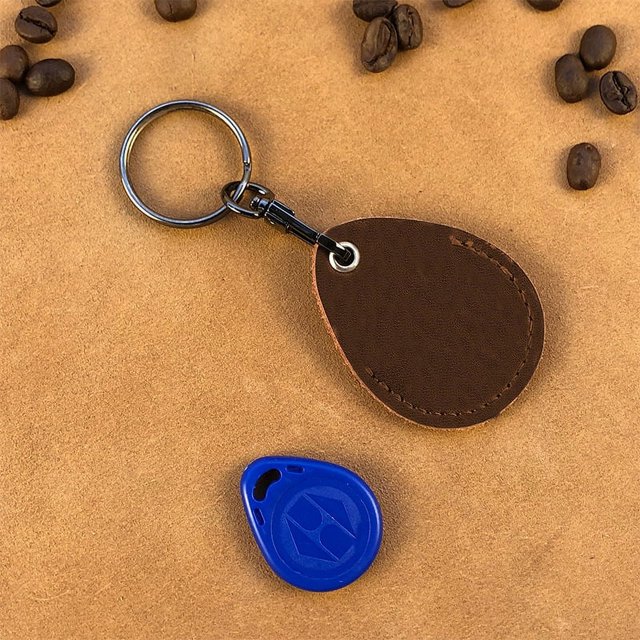 Spot drop-shaped leather property community induction Keychain Access control card set elevator mini card set
