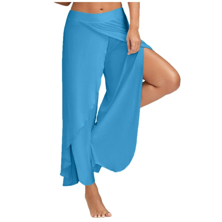 Gibobby Yoga Pants Cargo Pants Women Straight Leg Yoga Pants for Women with  Phone Pocket Yoga High Split Pants Solid Loose Yoga Pants for Women Petite