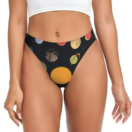 Rateoe Planets And Their Moons Pattern Seamless Women Underwear Thongs No Show Ladies Thong No Line Breathable Comfortable Panties Undies for Women-3X-Large