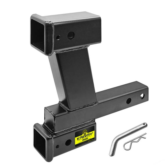 Trailer Dual Hitch Extender Adapter with 2-inch & 8-inch Riser/Drop, fit for 2" Receiver, 2-inch Solid Shank, 10000lbs Towing Capacity