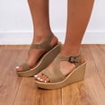 thumbnail image 1 of Sandalias de cuña Zapatos romanos para mujer Zapatos de boca de pez de tacón alto de gamuza Wmkox8yii  sa1516, 1 of 6
