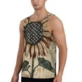 thumbnail image 2 of Gukieu USA Sunflower Flag Print Men's Quick Dry Fitness Vest, Round Neck Sleeveless Fitness Bodybuilding Top-3X-Large, 2 of 7