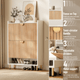 thumbnail image 6 of 46" Tall Shoe Cabinet with 2 Flip Drawers, Hidden Shoe Organizer, Slim Narrow Design, Freestanding for Entryway, Hallway & Closet Natural Wood, 6 of 7