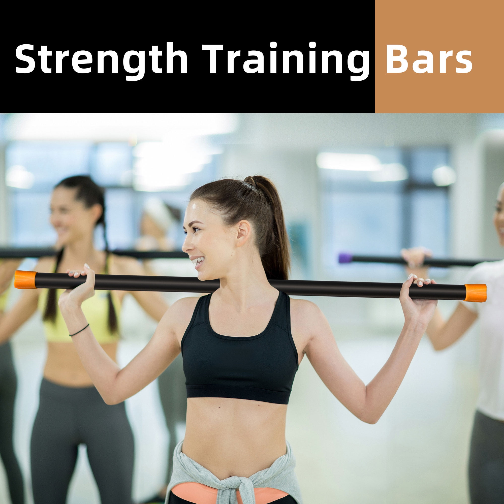Signature Fitness Total Body Workout & Exercise Weighted Bar w/Grip, 3 Pack