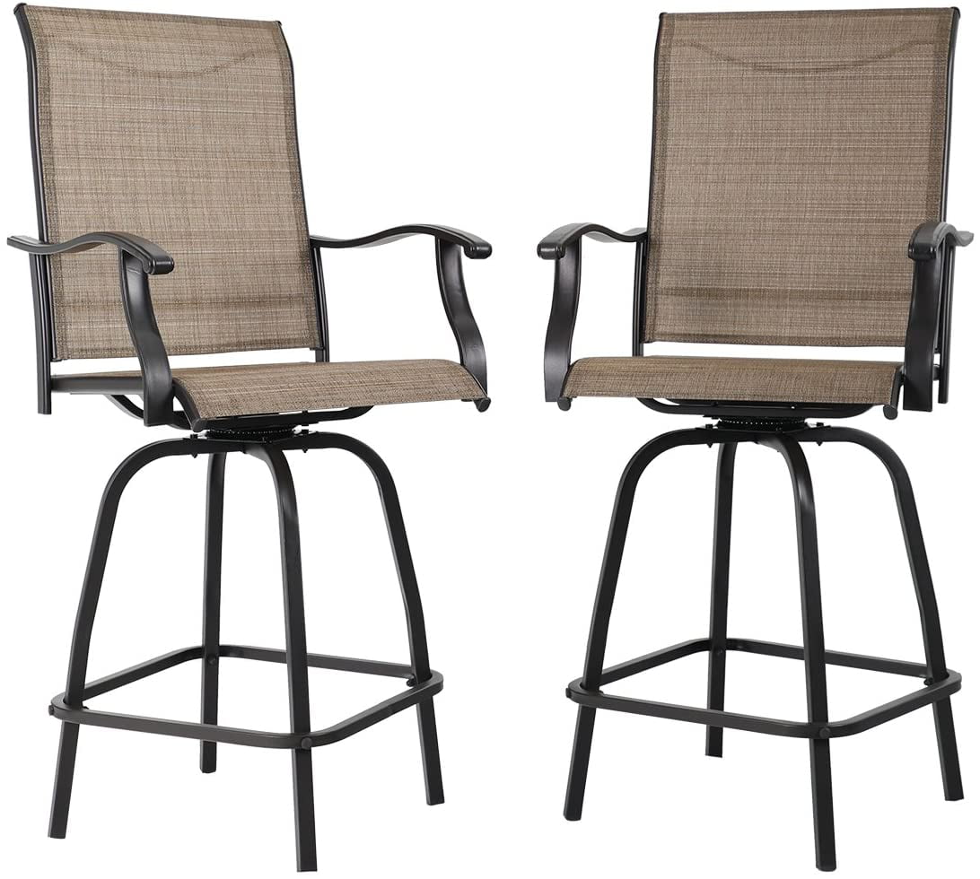 Bar Height Patio Chairs : Wrought Iron Black Swivel Patio Bar Chairs (2