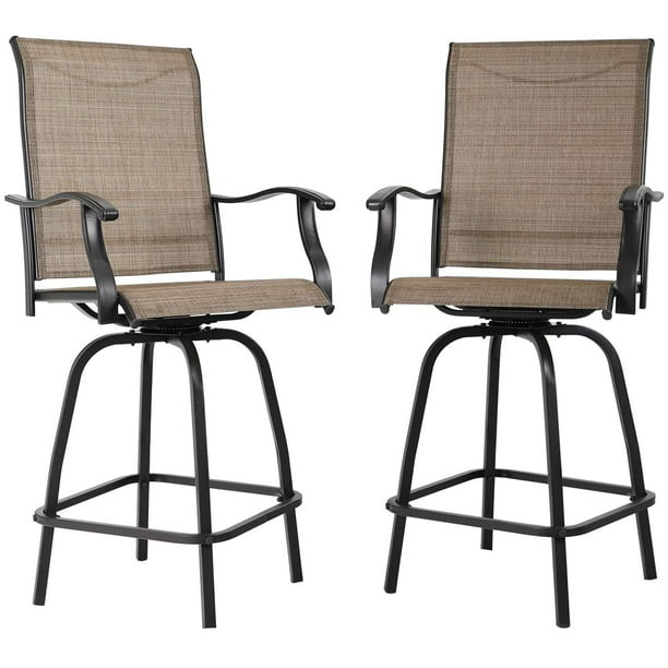 Swivel Outdoor Bar Stool Brown, White Wicker Outdoor Bar Stools With Backs
