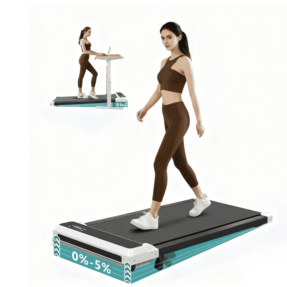 Walking Pad Treadmill, 2.5HP Ultra-Quiet Motor for Home Office, 3-in-1 Under Desk Black Electric Treadmill with Remote, 265 lbs Capacity & Incline Adjustment