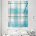 thumbnail image 1 of Checkered Tapestry, Pastel White Blue Checkered Pattern with Pink Strips Fresh Summer Design, Wall Hanging for Bedroom Living Room Dorm Decor, 60W X 80L Inches, Aqua Turquoise Pink, by Ambesonne, 1 of 2