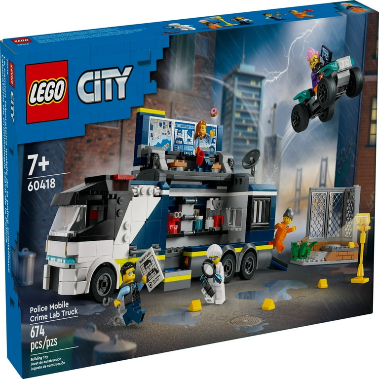 LEGO City Police Mobile Crime Lab Truck Toy Pretend Play Police Toy Includes Quad Bike 2 Officers 1 Scientist and 2 Crook Minifigures Police