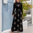 thumbnail image 3 of Fleur De Lis Mardi Gras Carnival Lily Long Dress dress cocktail dresses women's summer jumpsuit, 3 of 4