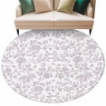 thumbnail image 2 of Spring Flower Round Area Rug 5 FT, Non Slip Bedroom Rugs, Vintage Farmhouse Light Purple Boho Leaf Washable Soft Circular Carpet Non-Shedding Floor Mat for Kitchen Dining Room Foyer Balcony Dorm, 2 of 8