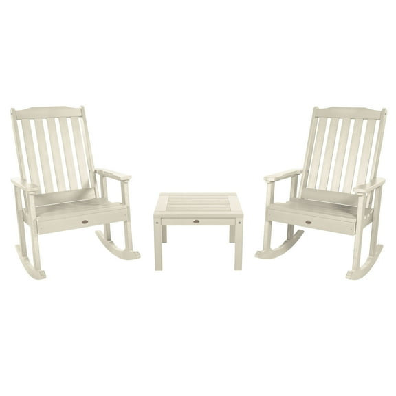 Highwood 3-pc Lehigh Rocking Chair Set - 2 Lehigh Rockers and 1 Adirondack Side Table, Outdoor, Eco-friendly, Synthetic Wood