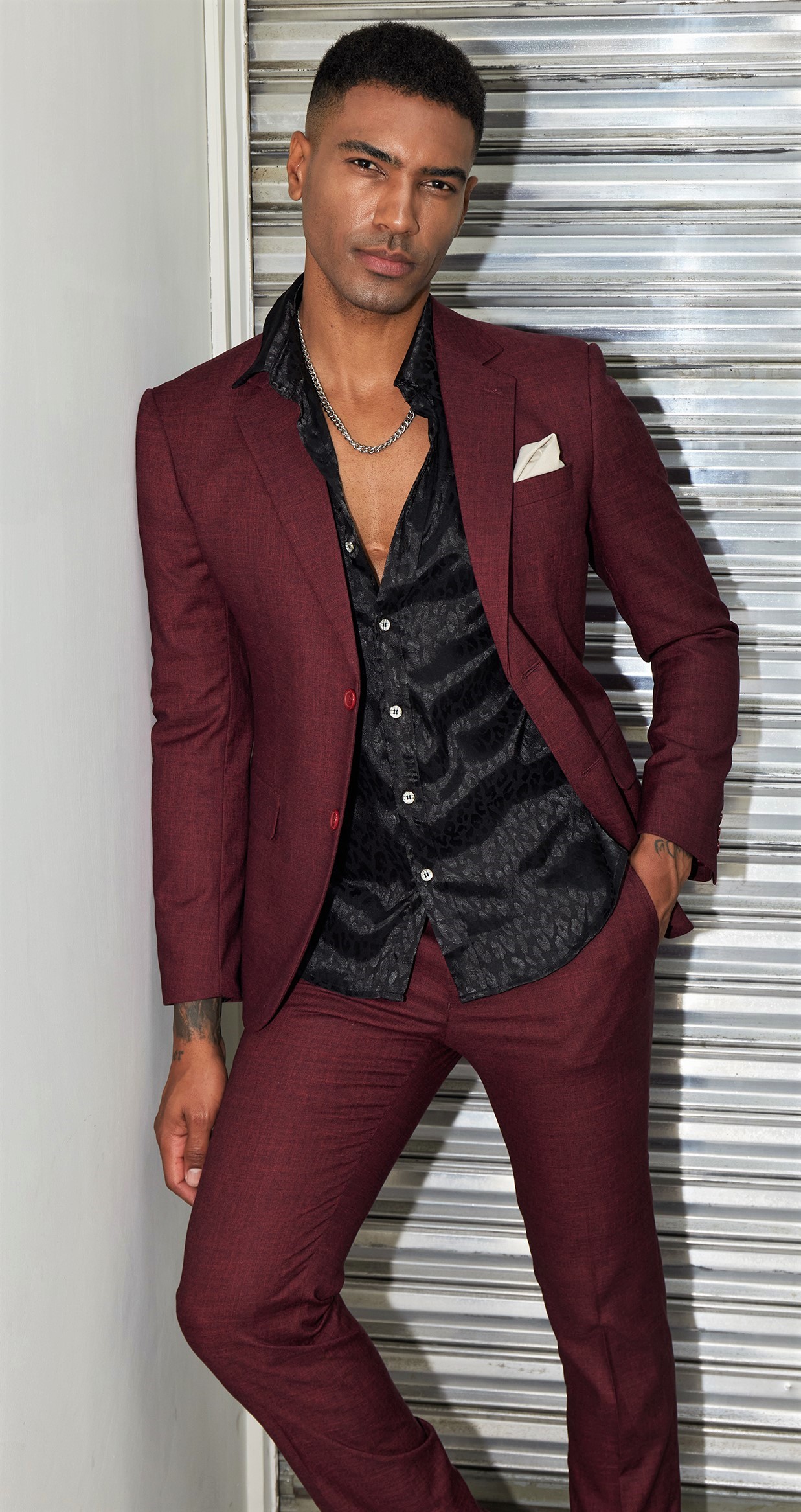 1PA1 Men's Slim Fit 2Piece Suit Jacket & Pants Set Party Formal