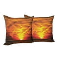 thumbnail image 6 of Ambesonne Orange Throw Pillow Cover 2 Pack, Sunset over Horizon Sea, 18", Orange, 6 of 6