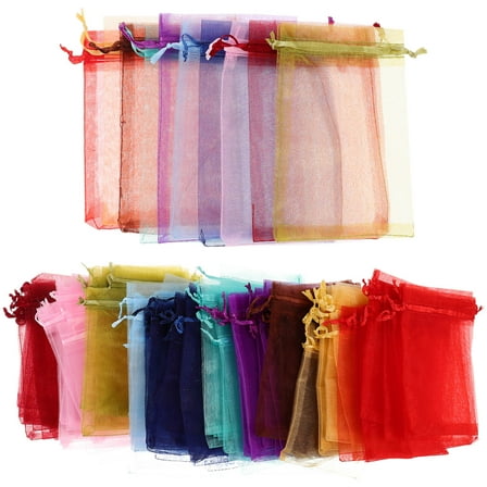 Worgeous Organza Party Favor Bags Assorted Color 100Pcs 5.9x3.9in