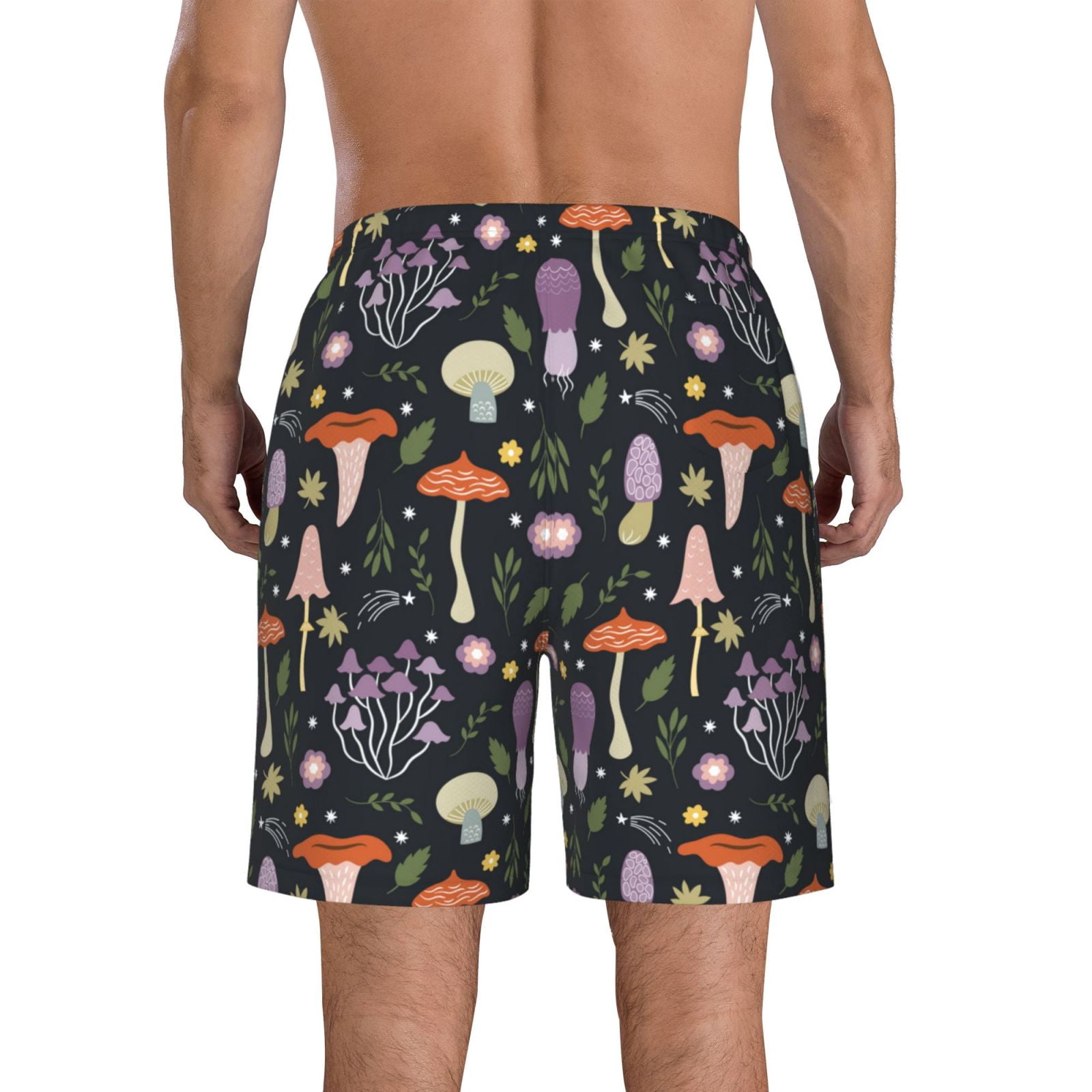 Naloa Mushrooms Men's Beach Shorts, Surfing shorts, Swim trunks, Quick Dry Swim Trunks for Surfing Beach Fun - Small