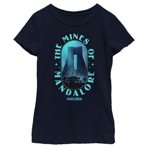 Girl's Star Wars: The Mandalorian The Mines of Mandalore  Graphic Tee Navy Blue Small