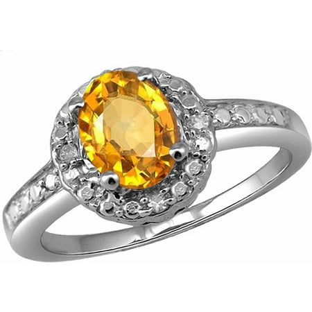 JewelersClub 1.11 Carat Citrine Gemstone and 1/20 Carat White Diamond Ring